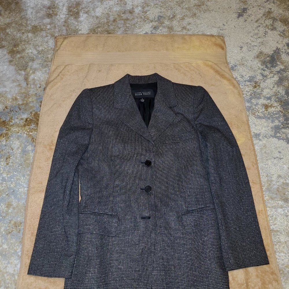Linda Allard/Ellen Tracy Black/White Checkered suit jacket - Picture 4 of 6